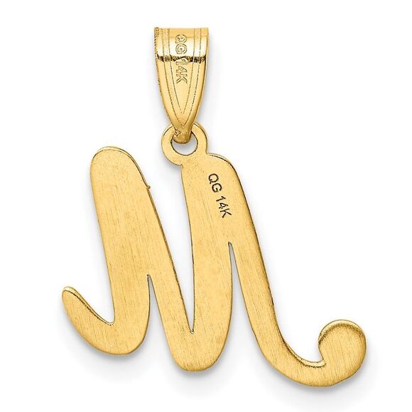 14k Yellow Gold, Mimi Collection, Small Script Initial M Pendant - Picture 3 of 5